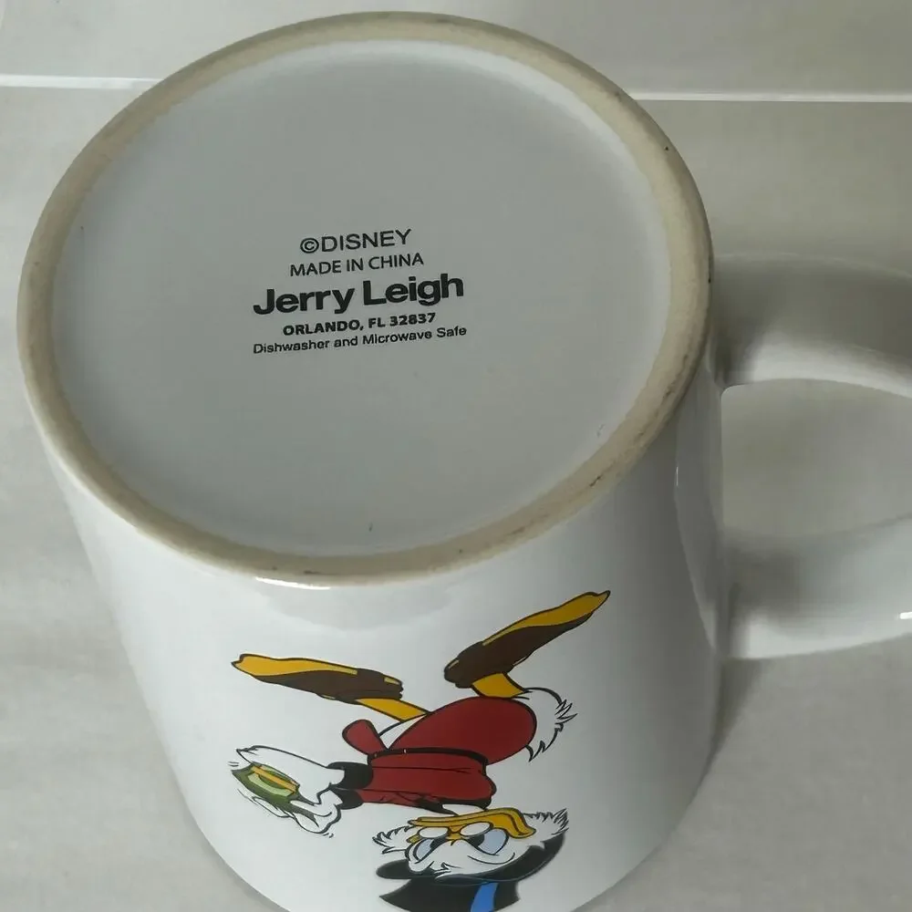 Disney Scrooge McDuck Money Mug Jerry Leigh White Ceramic Coffee Cup